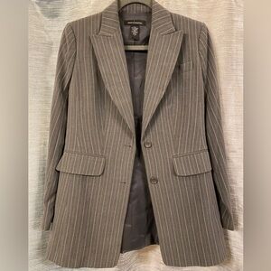 Moda International - Fully Lined Blazer - grey, cream & pink stripes.  SIZE 6